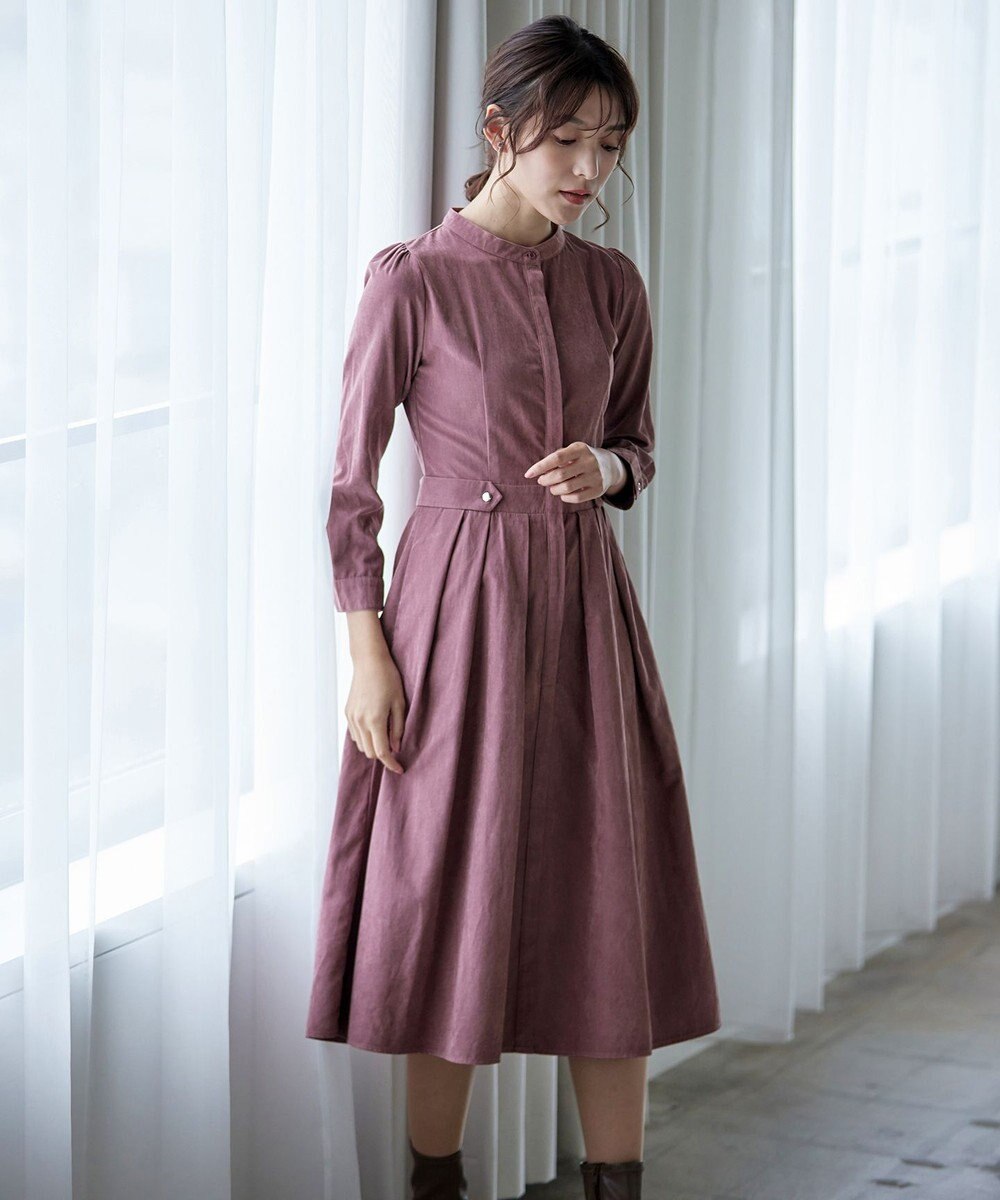 Tiaclasse 【新色追加・洗える】ピーチスキンバンドカラーワンピース 