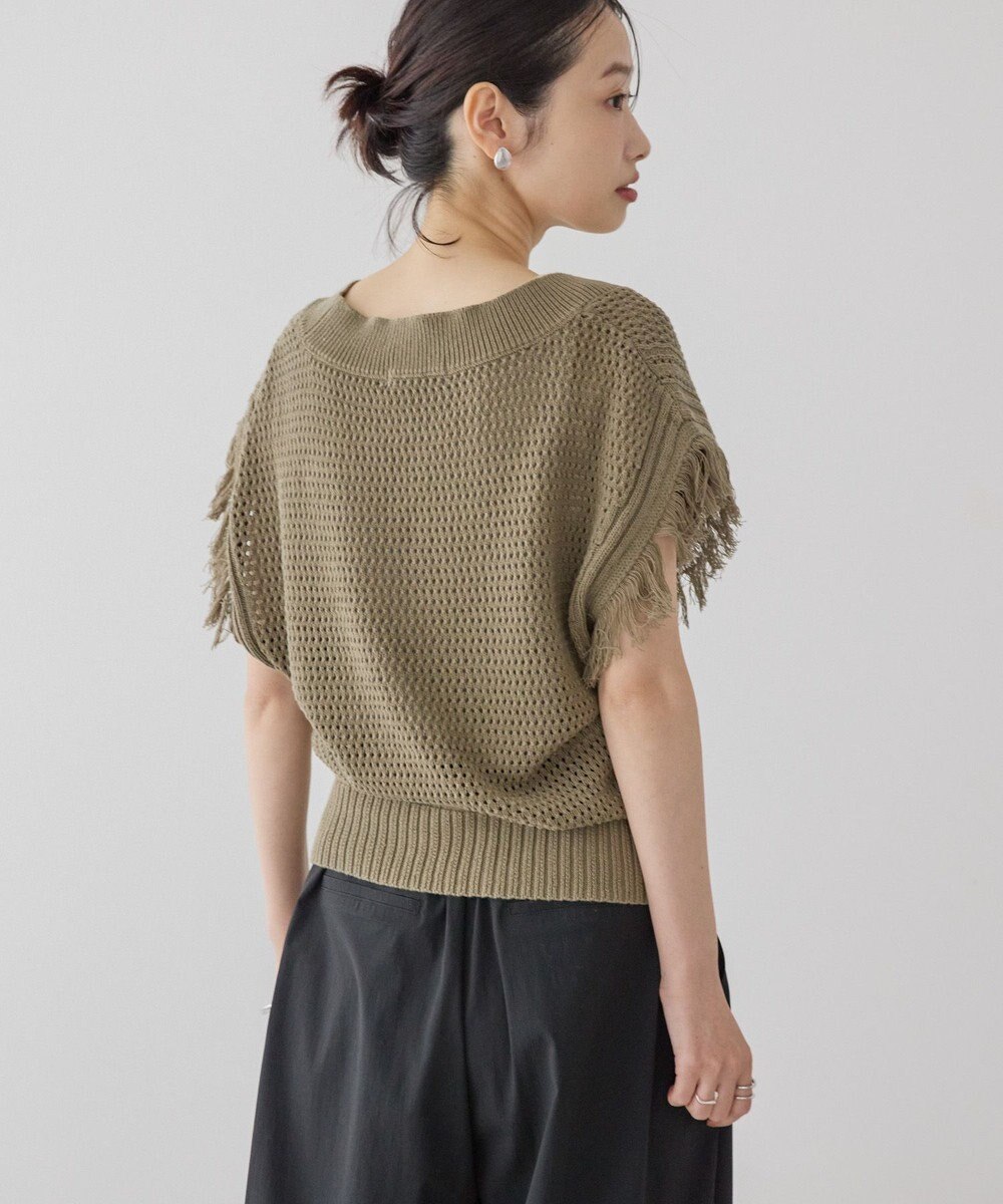 AMERICAN HOLIC 袖フリンジショート丈プルオーバー 