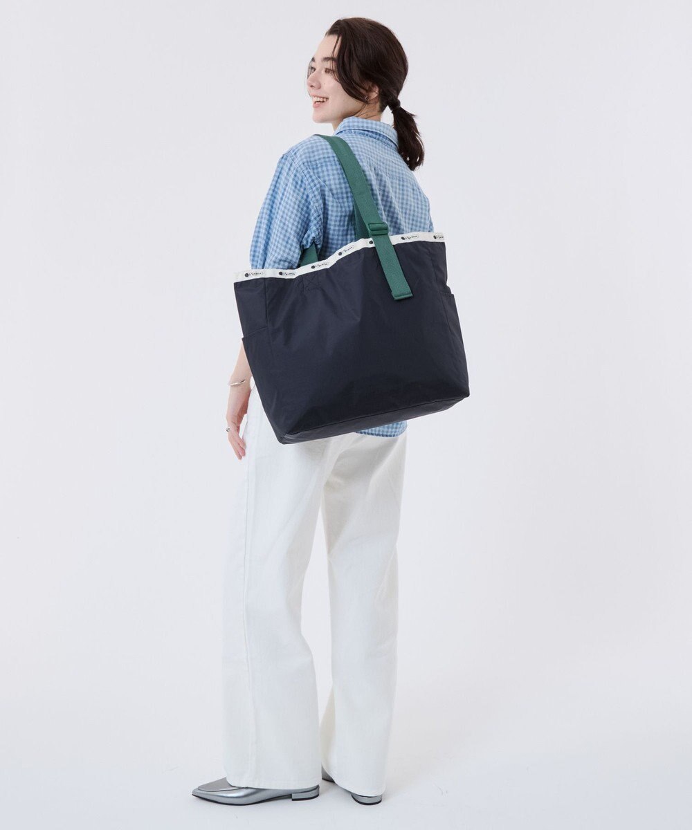 LeSportsac LG HANDLE ADJ TOTE/ディープシー/ボトルグリーンウェビング 