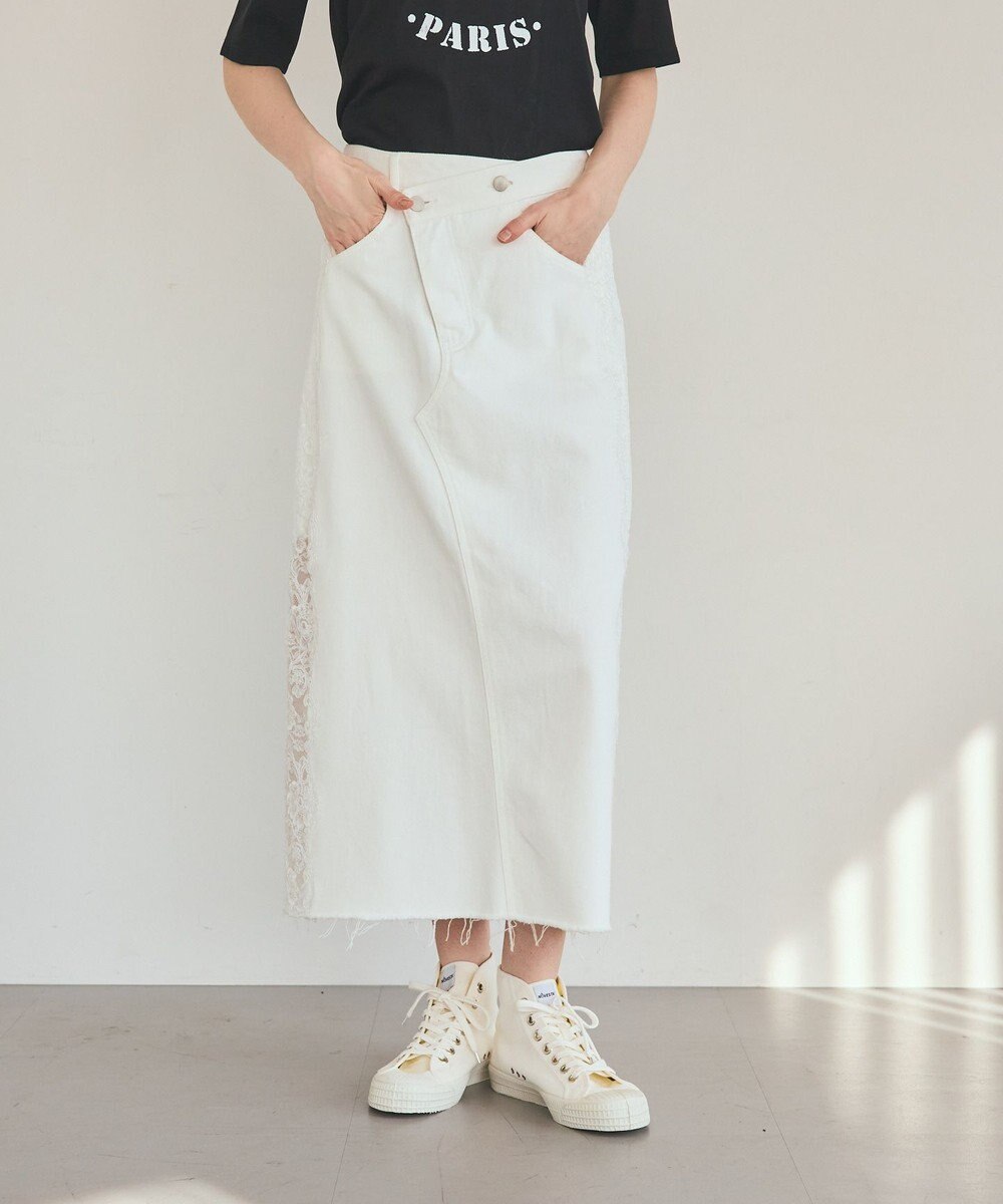 GRACE CONTINENTAL サイドレースデニムスカート 