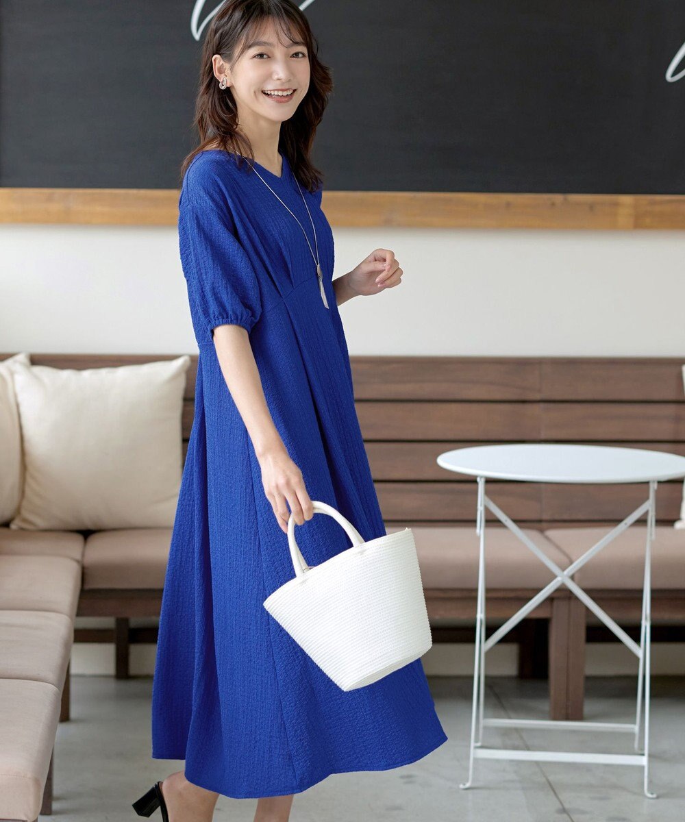 Tiaclasse 【新色追加・洗える】ワッフルVネックワンピース 