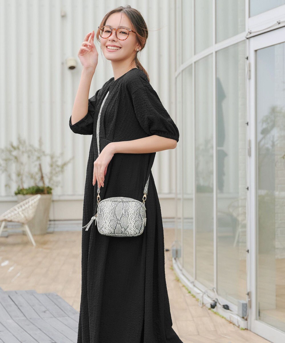 Tiaclasse 【新色追加・洗える】ワッフルVネックワンピース 