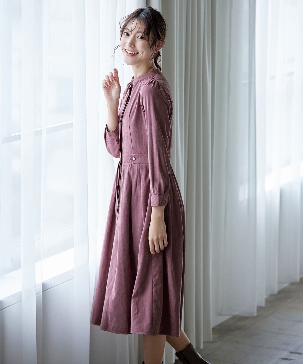 Tiaclasse 【新色追加・洗える】ピーチスキンバンドカラーワンピース 