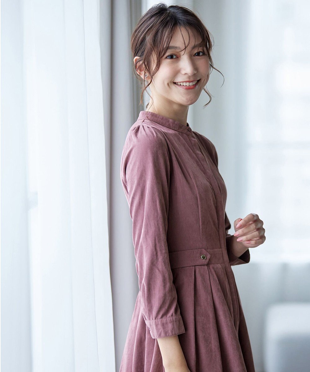 Tiaclasse 【新色追加・洗える】ピーチスキンバンドカラーワンピース 