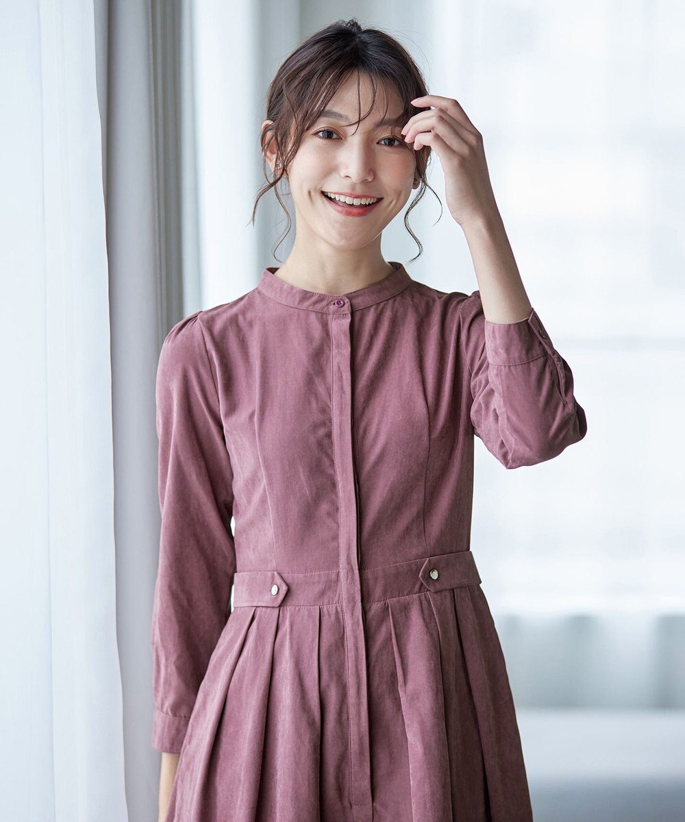 Tiaclasse 【新色追加・洗える】ピーチスキンバンドカラーワンピース 