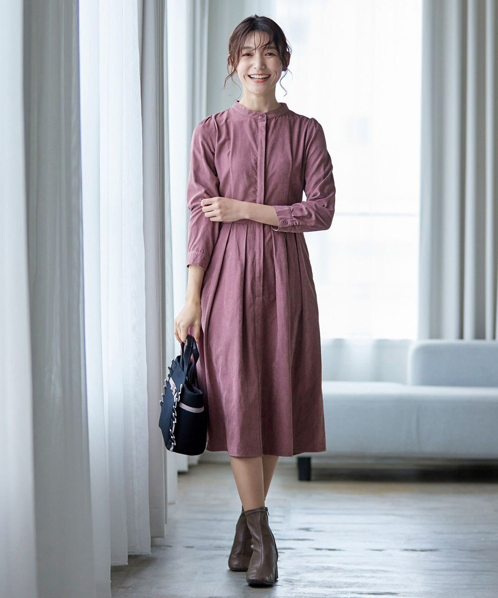 Tiaclasse 【新色追加・洗える】ピーチスキンバンドカラーワンピース 