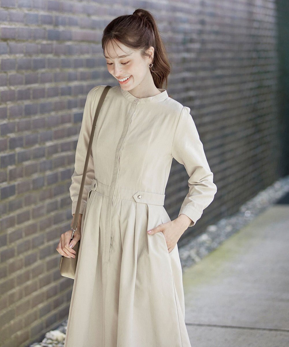 Tiaclasse 【新色追加・洗える】ピーチスキンバンドカラーワンピース 