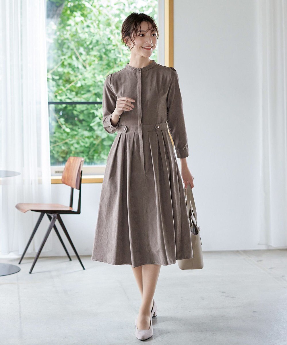 Tiaclasse 【新色追加・洗える】ピーチスキンバンドカラーワンピース 