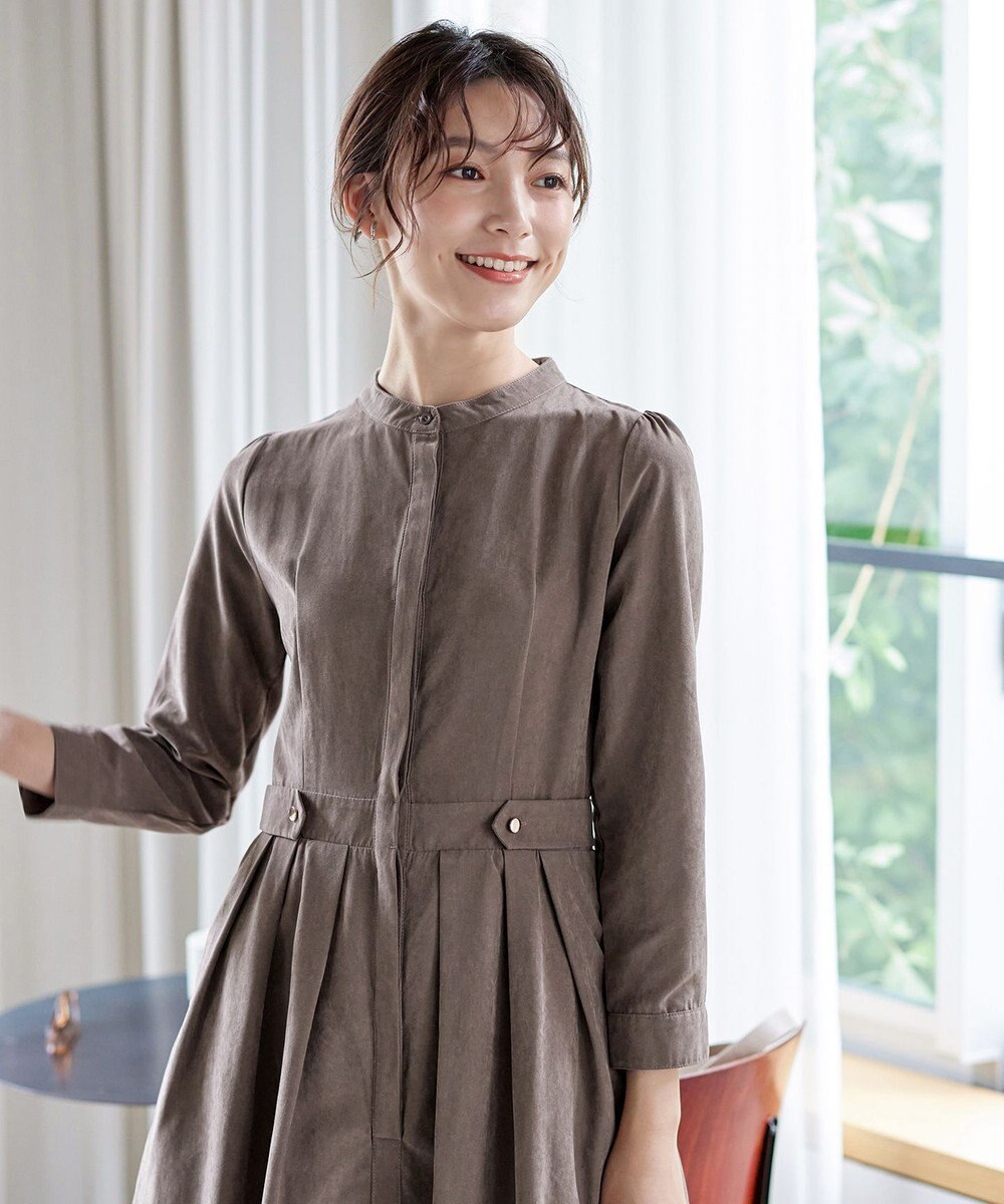 Tiaclasse 【新色追加・洗える】ピーチスキンバンドカラーワンピース 