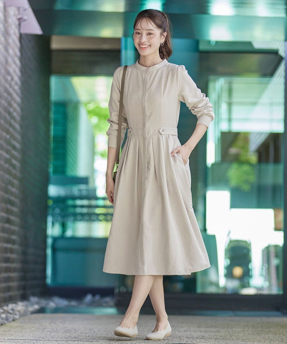 Tiaclasse 【新色追加・洗える】ピーチスキンバンドカラーワンピース 