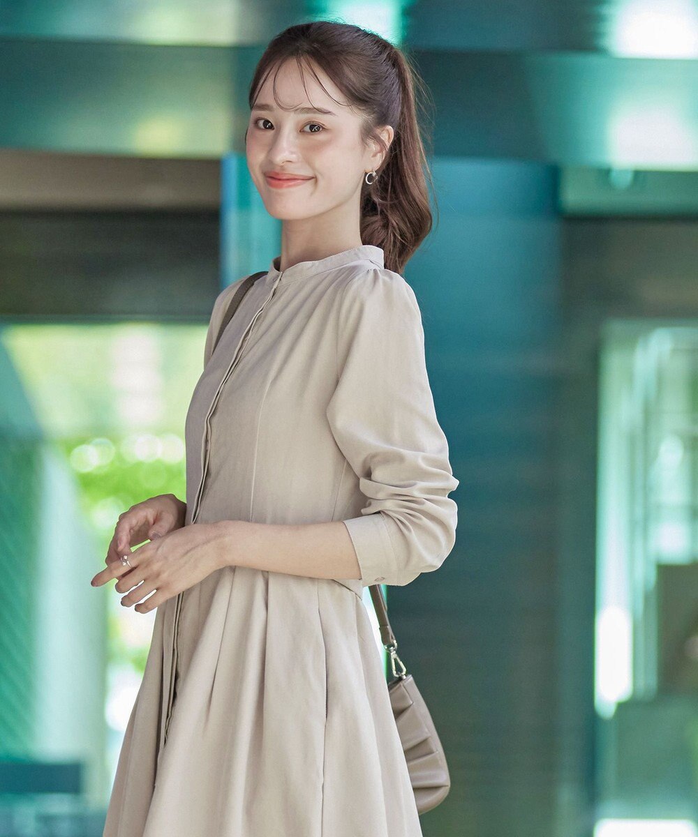 Tiaclasse 【新色追加・洗える】ピーチスキンバンドカラーワンピース 