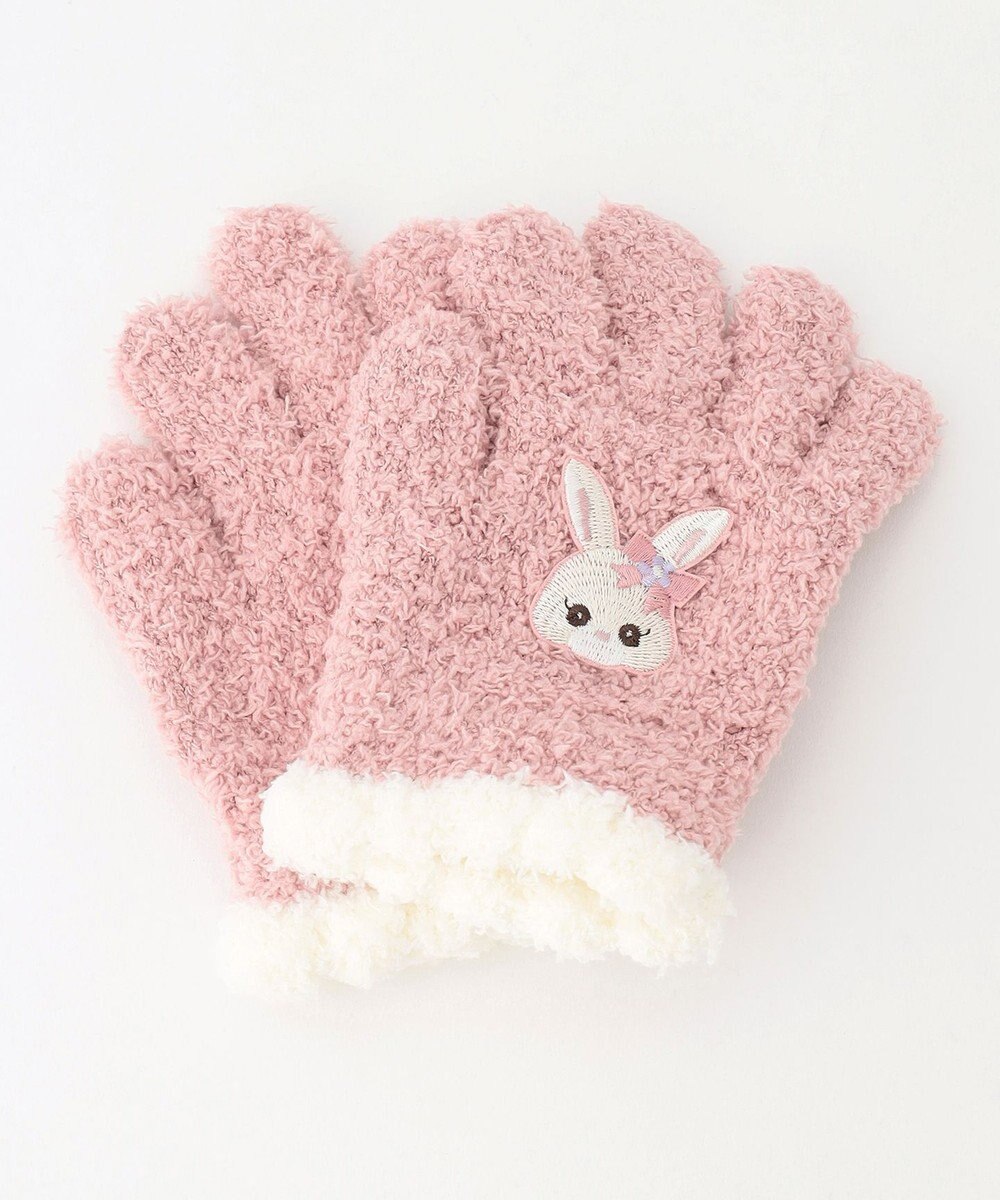 any FAM KIDS アニマル刺繍手袋 ピンク×ウサギ