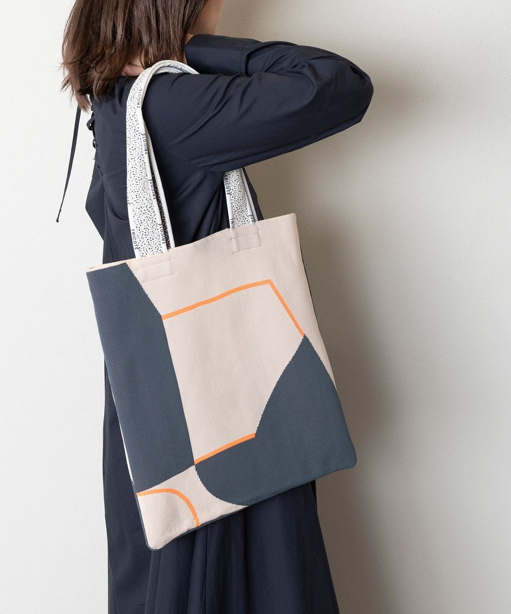 PUZZLE LINE KNIT TOTE BAG / パズルラインニットトート, 82BEIGE, FREE