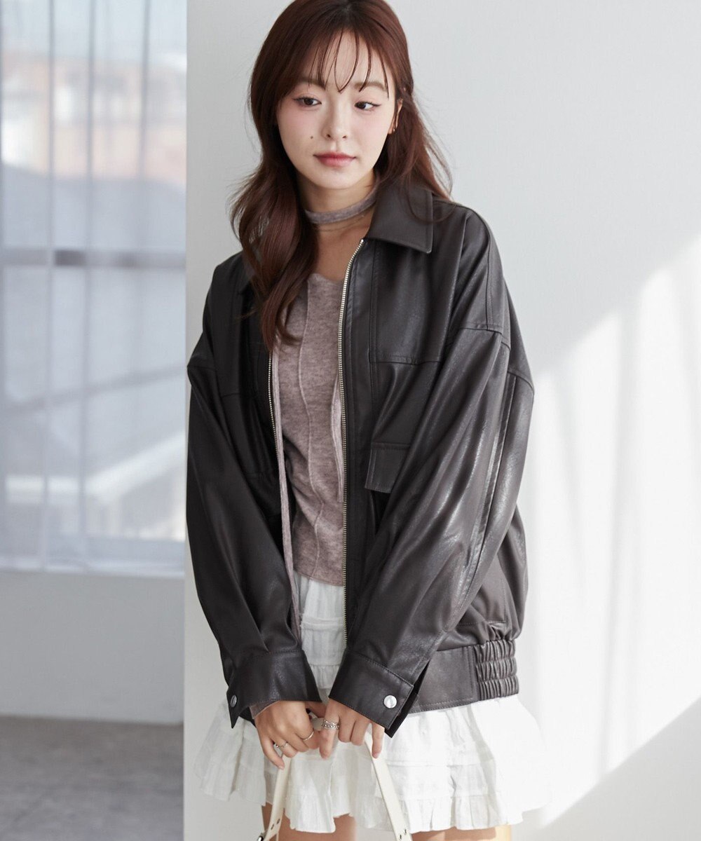 WEGO ヴィンテージライクPUフライトジャケット 