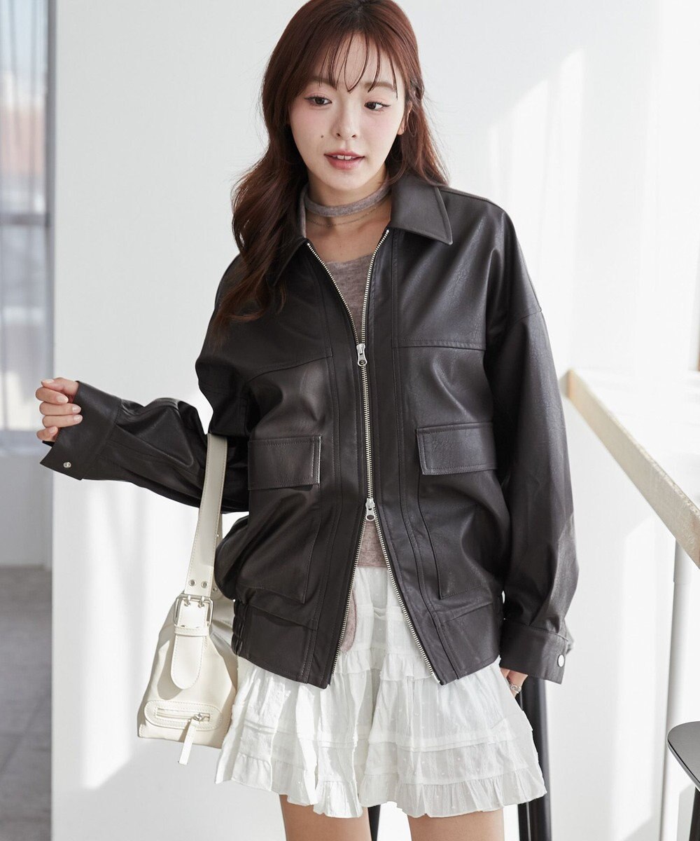 WEGO ヴィンテージライクPUフライトジャケット 