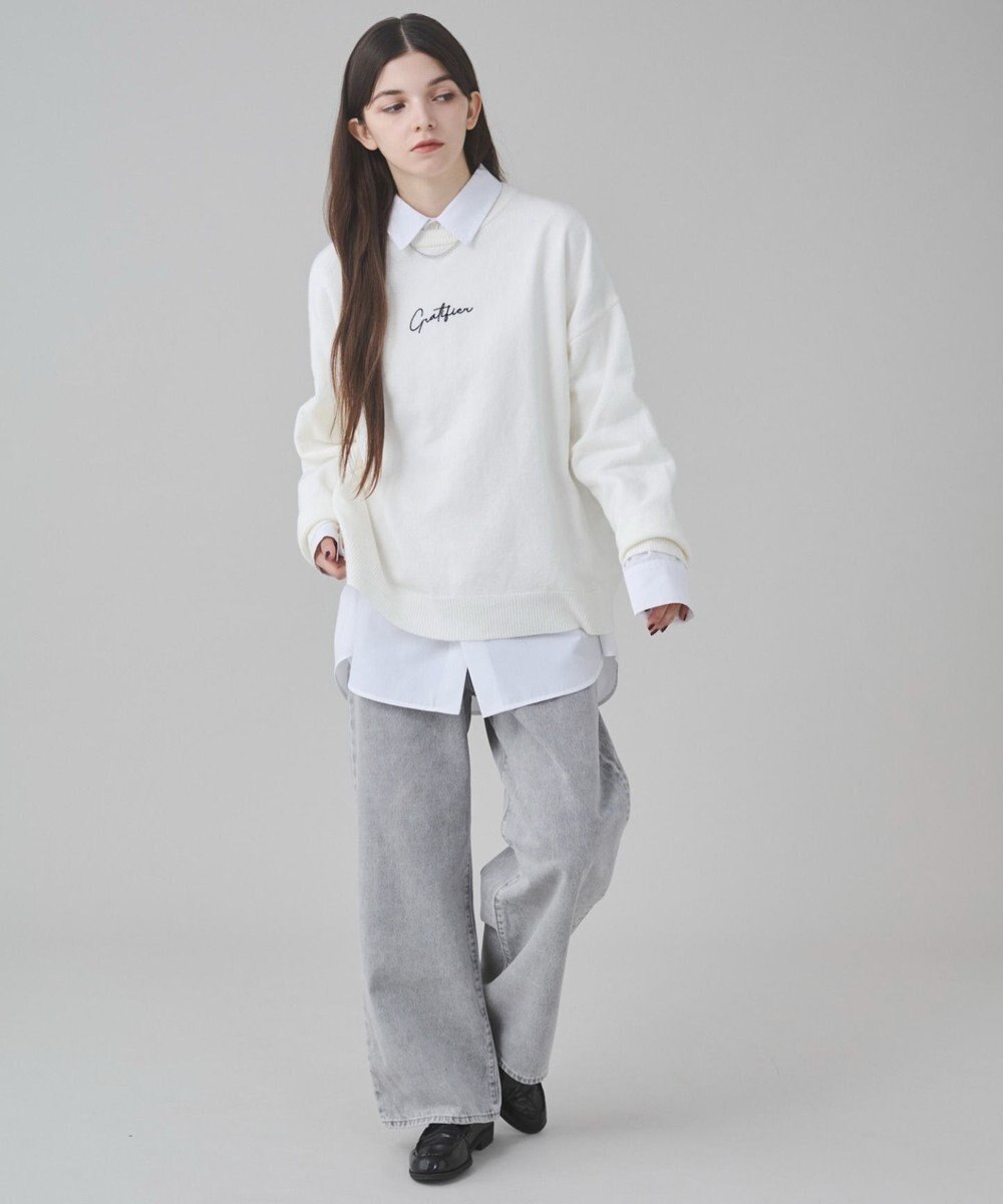 WEGO 【ユニセックス着用ITEM/SMLサイズ展開】アクセ付きワンポイントニットプルオーバー 