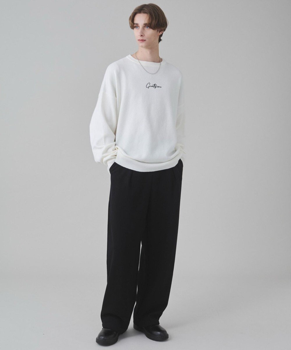 WEGO 【ユニセックス着用ITEM/SMLサイズ展開】アクセ付きワンポイントニットプルオーバー 