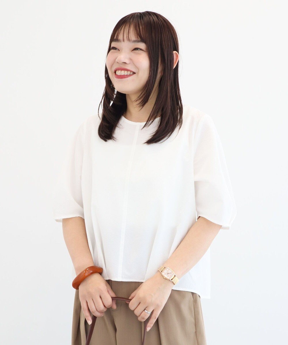 Green Parks 表面感裾タックブラウス 