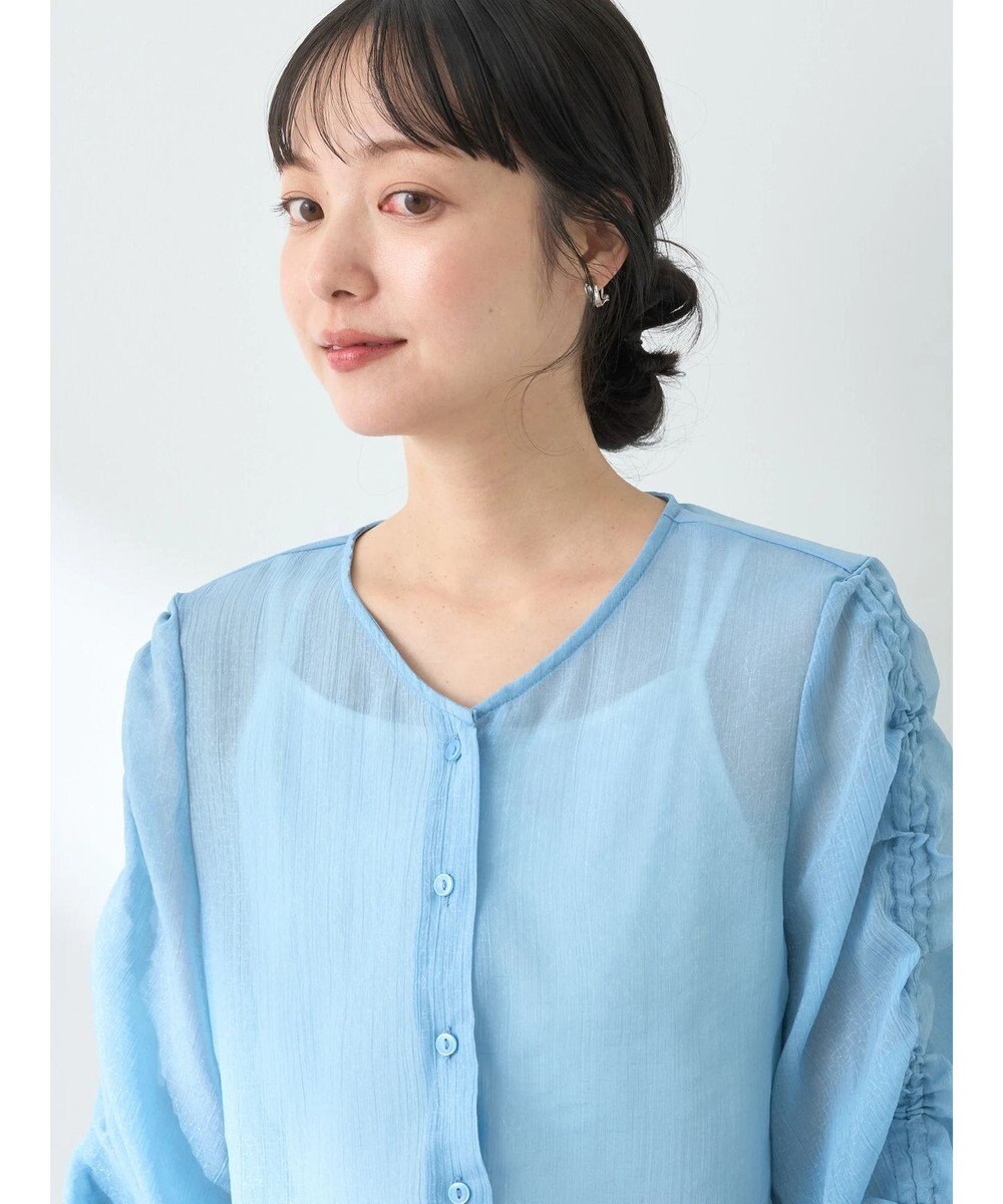 earth music&ecology キラキラシアーギャザーシャツ 