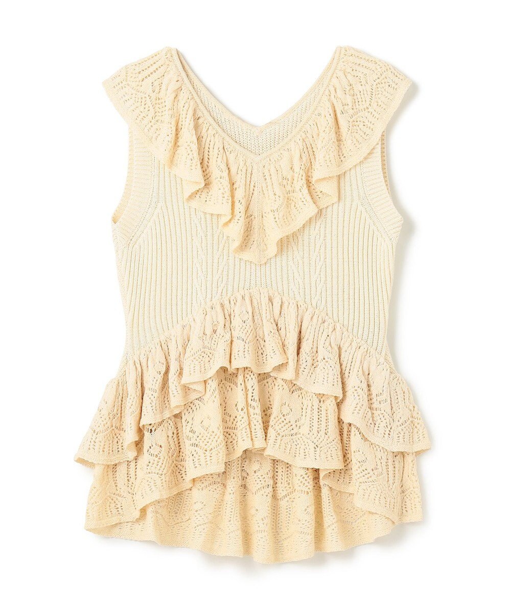 GRACE CONTINENTAL ミックスフリルニットトップ 