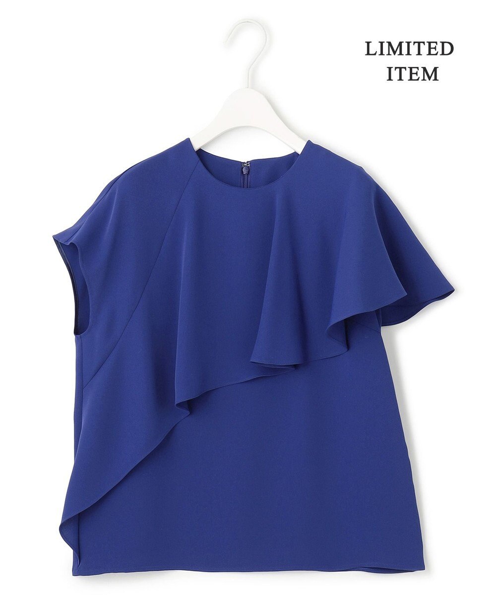 ICB 【接触冷感・UVケア・防シワ・洗える】エステルダブルクロス  ラッフルデザインブラウス 