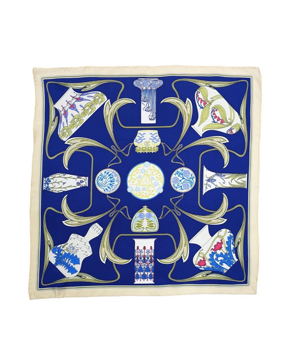 Marca ＜春の新色！＞【伝統横濱スカーフ】フラワーベースヌーヴォー  小判 シルクツイルスカーフ 