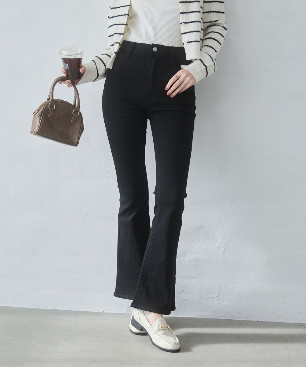 WEGO 【美脚パンツ】ストレッチフレアデニムパンツ 