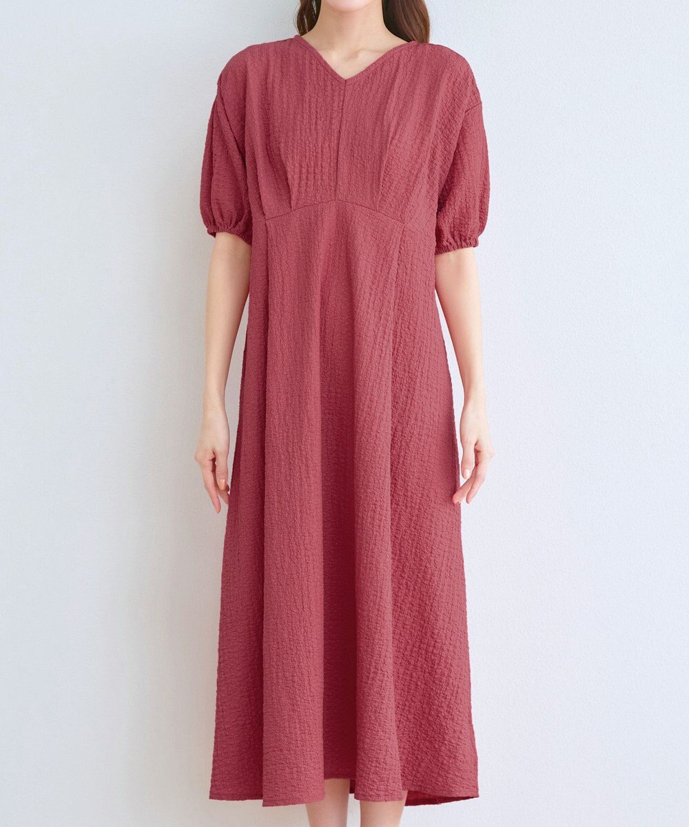 Tiaclasse 【新色追加・洗える】ワッフルVネックワンピース 