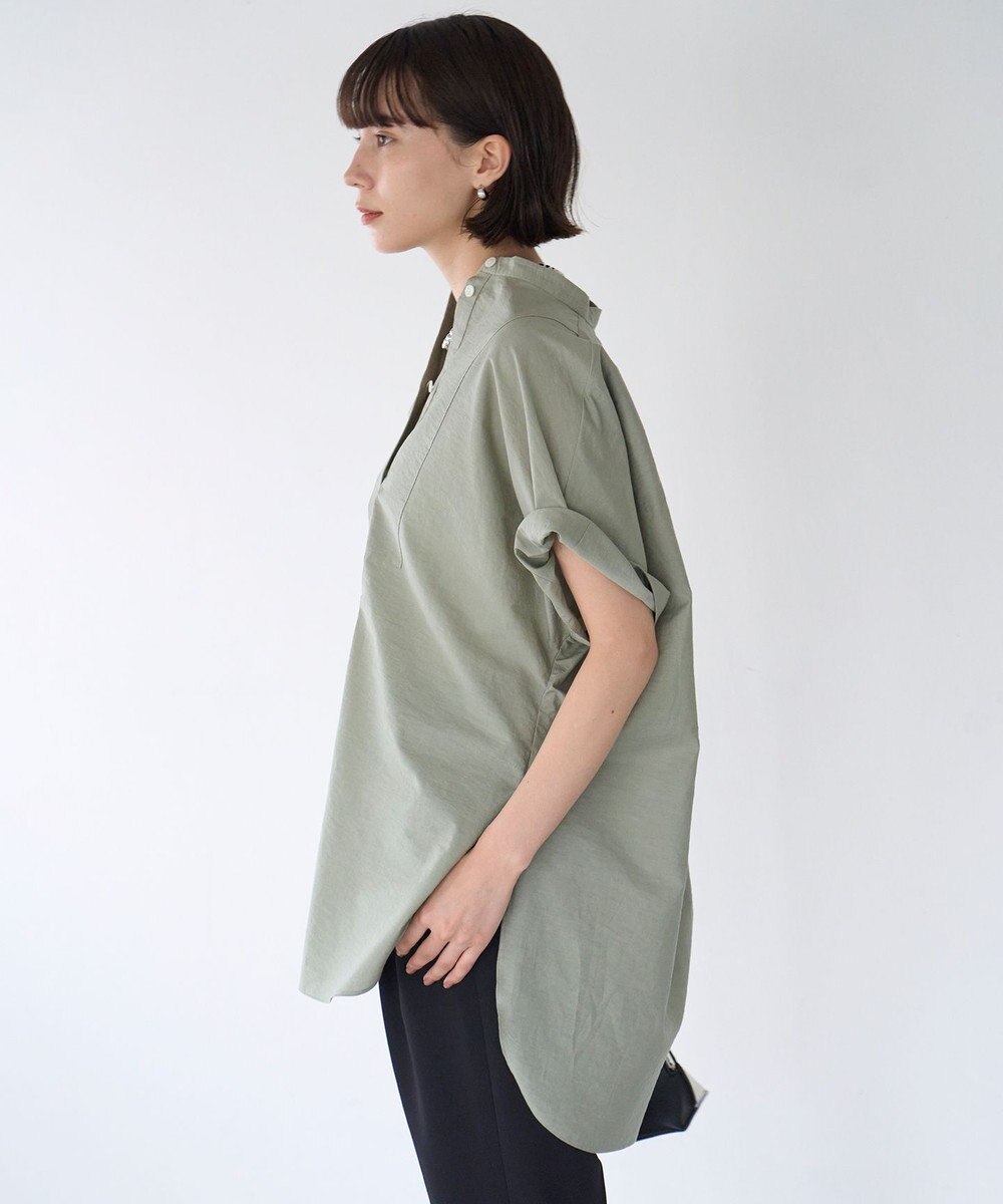 UNFILO L ワッシャーブロード ブザムロングシャツ 