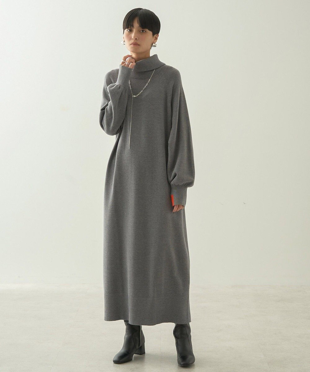 AMERICAN HOLIC バイパチバイカラーモックネックニットワンピース 