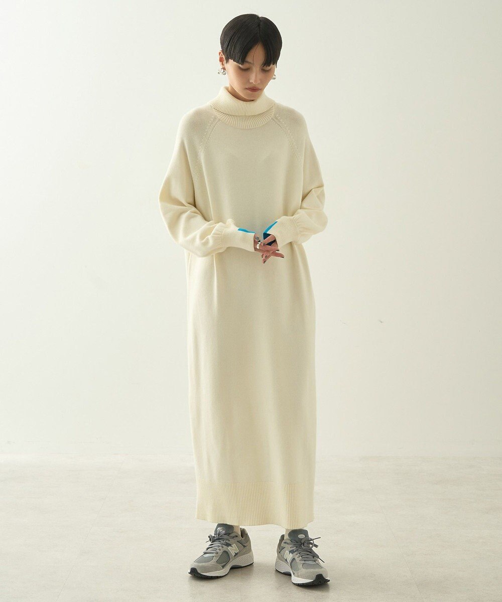 AMERICAN HOLIC バイパチバイカラーモックネックニットワンピース 