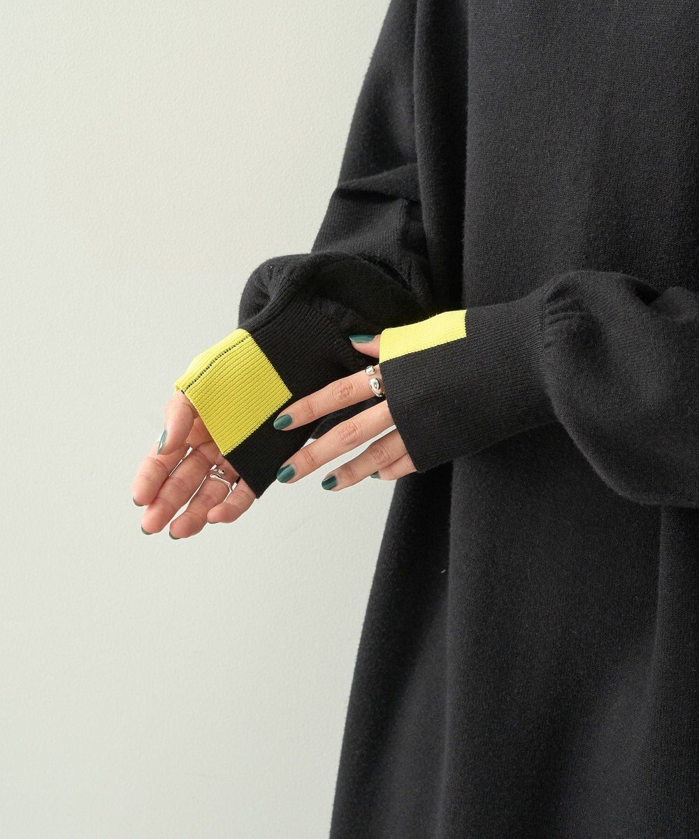 AMERICAN HOLIC バイパチバイカラーモックネックニットワンピース 