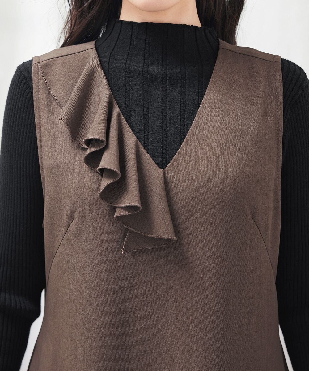 Tiaclasse 【洗える】アシメフリルVネックジャンパースカート 