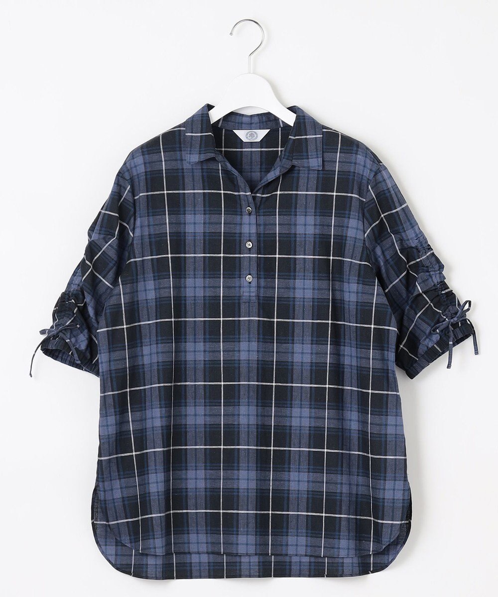 J.PRESS LADIES L 【洗える】モデレートマドラス ギャザースリーブ ブラウス 