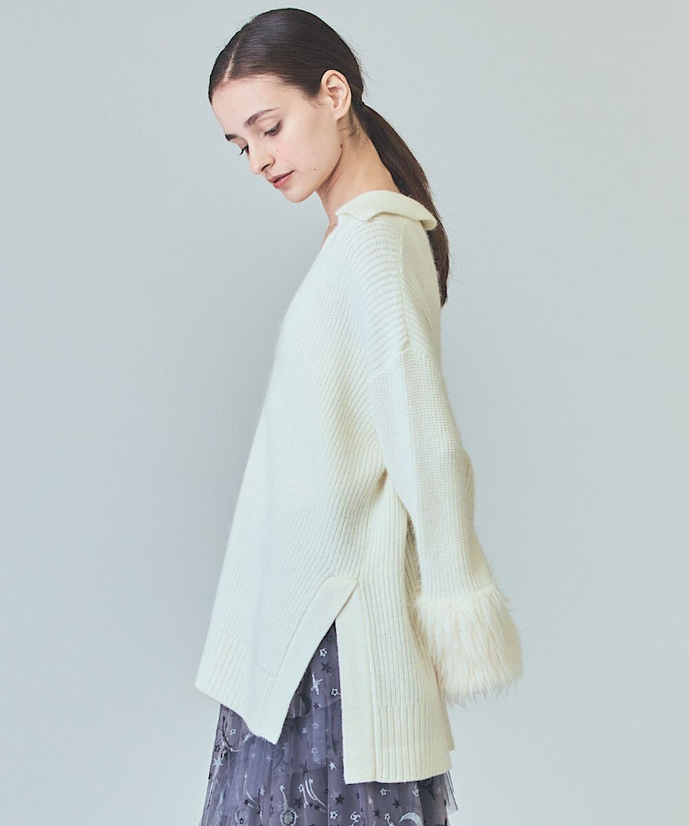 GRACE CONTINENTAL フェザースリーブニットトップ 