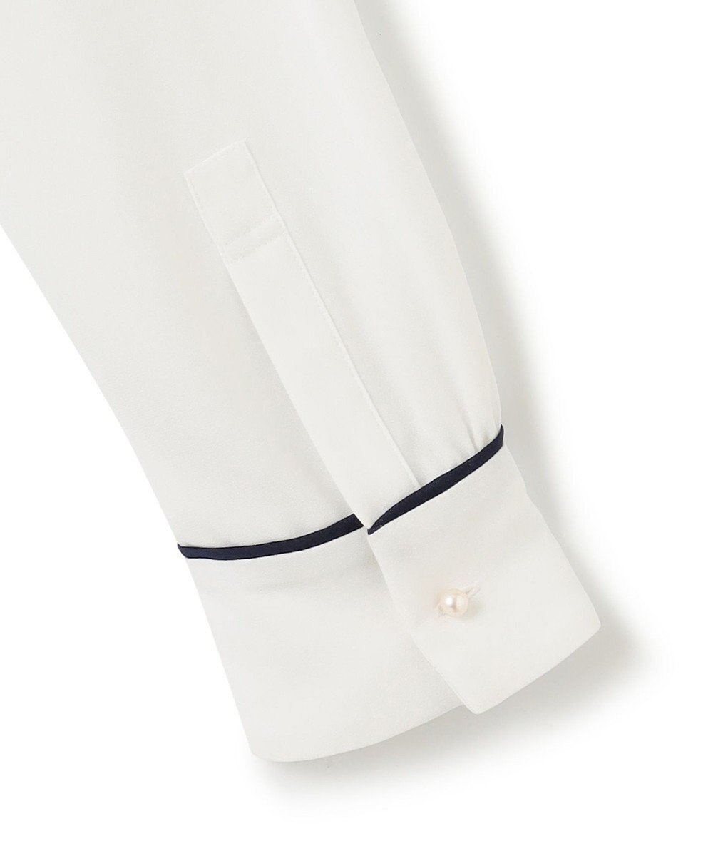 23区 【洗える】バックサテンアムンゼン パール釦 バイカラー ブラウス 