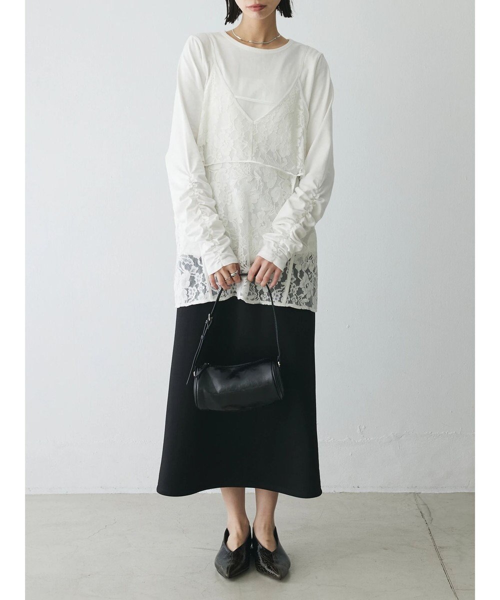 Green Parks AnriettMusee シャーリングスリーブＴシャツ＋レースキャミソールＳＥＴ 