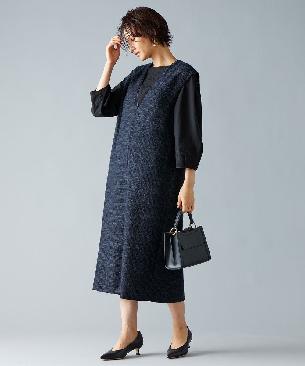 自由区 L 【洗える】エアリーツイード ジャンパースカート 