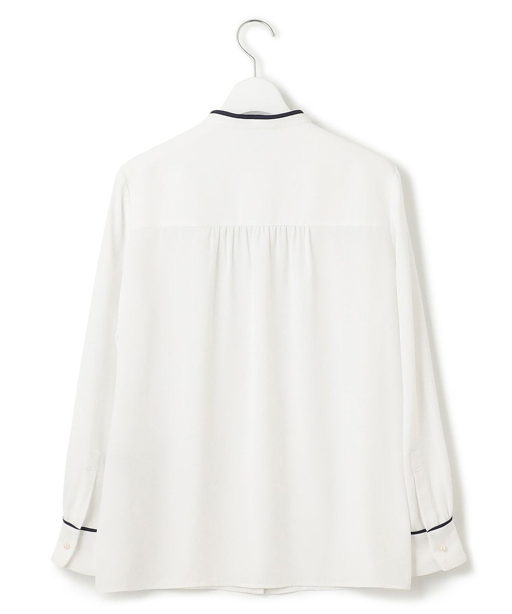 23区 【洗える】バックサテンアムンゼン パール釦 バイカラー ブラウス 