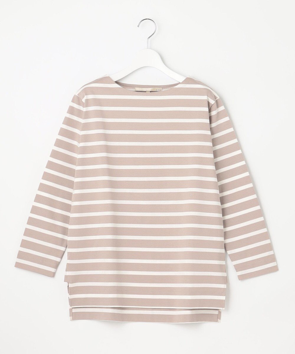 自由区 L 【洗える】コットンボーダー ボートネックカットソー 