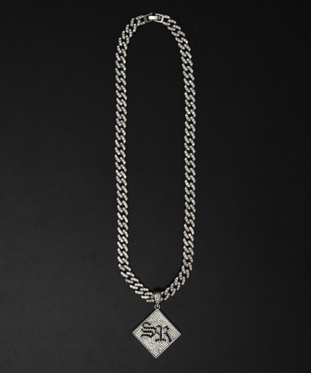 WEGO Mモチーフラインストーンネックレス 