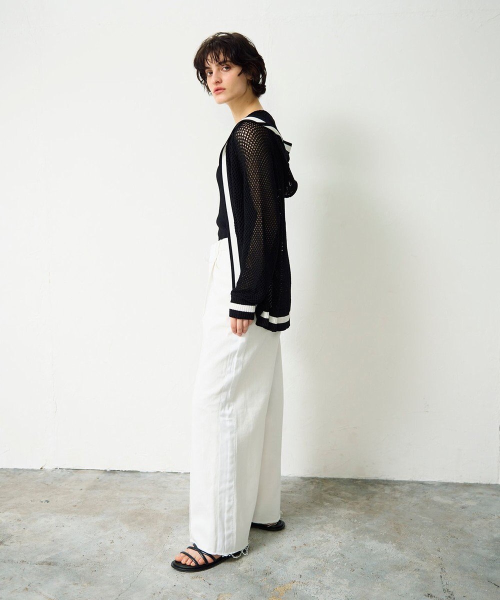 GRACE CONTINENTAL メッシュラインニットフーディ 