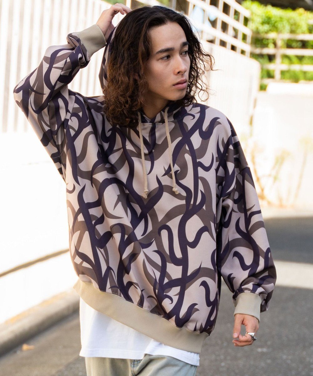 WEGO 総柄BIGプルパーカー 