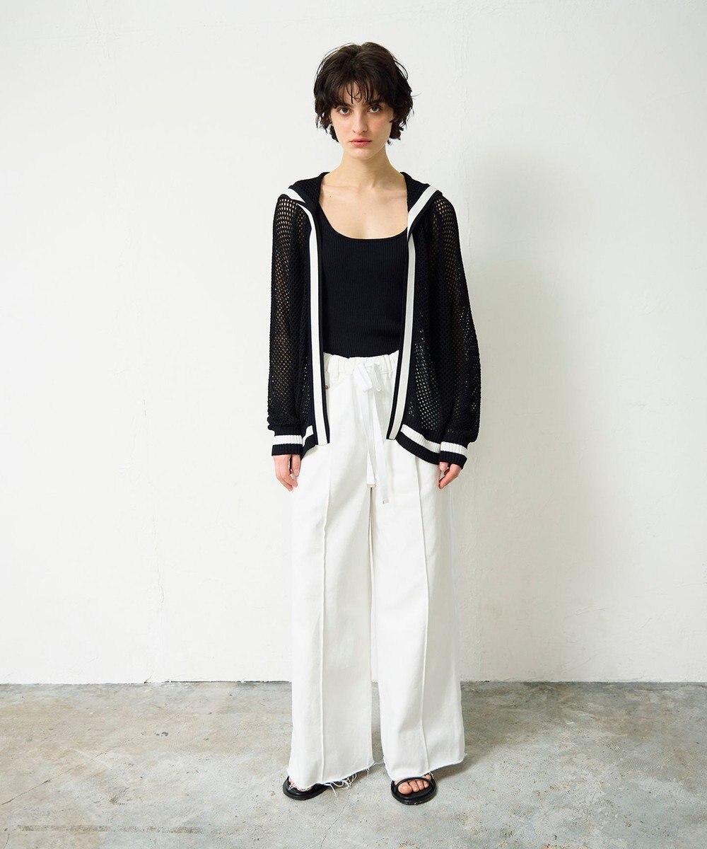 GRACE CONTINENTAL メッシュラインニットフーディ 