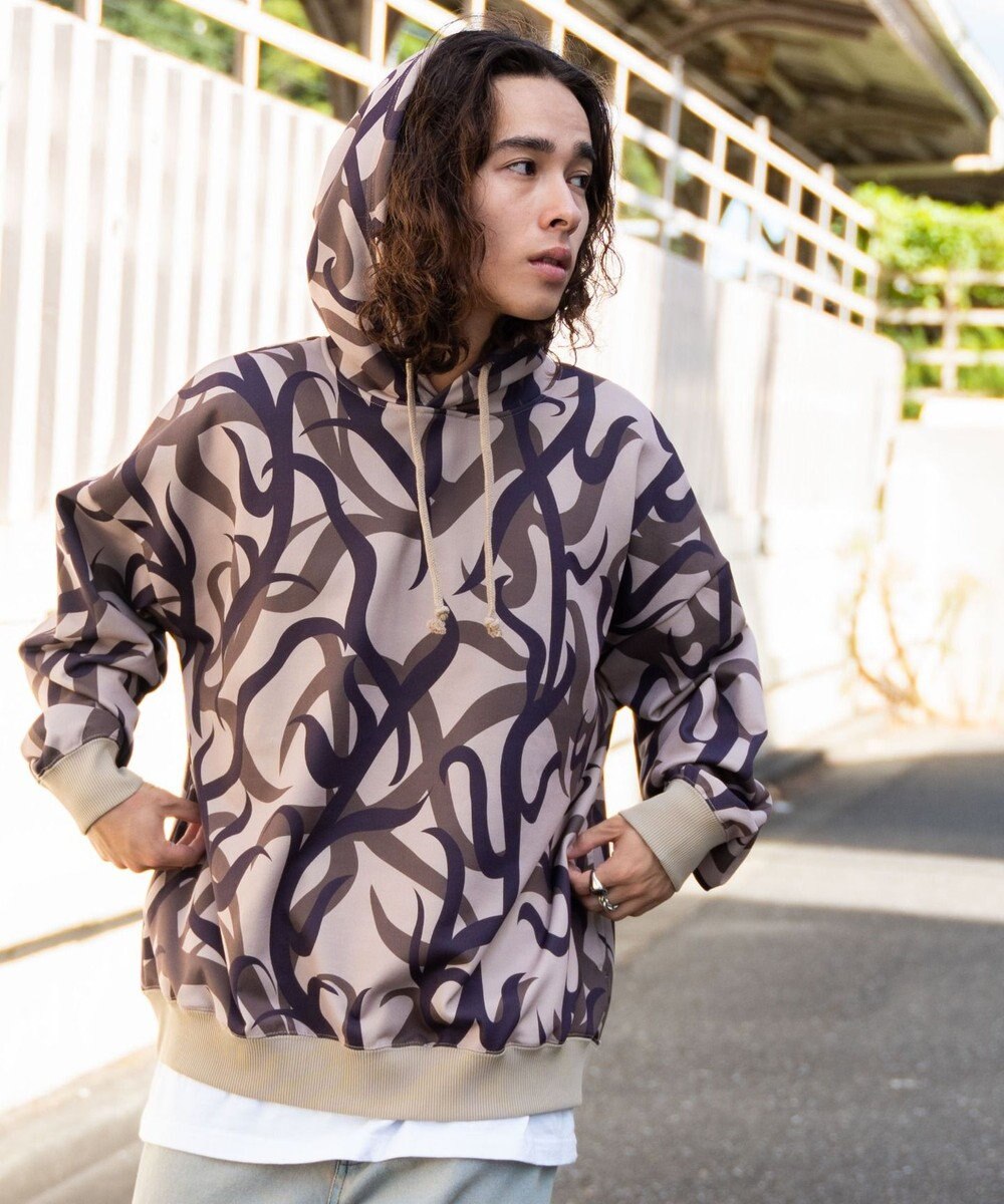 WEGO 総柄BIGプルパーカー 