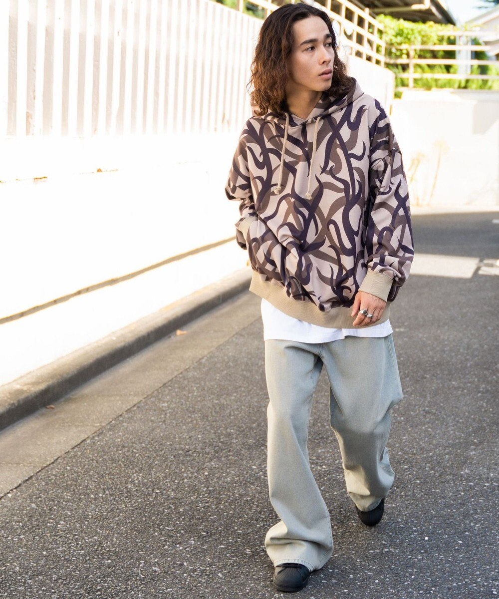 WEGO 総柄BIGプルパーカー 