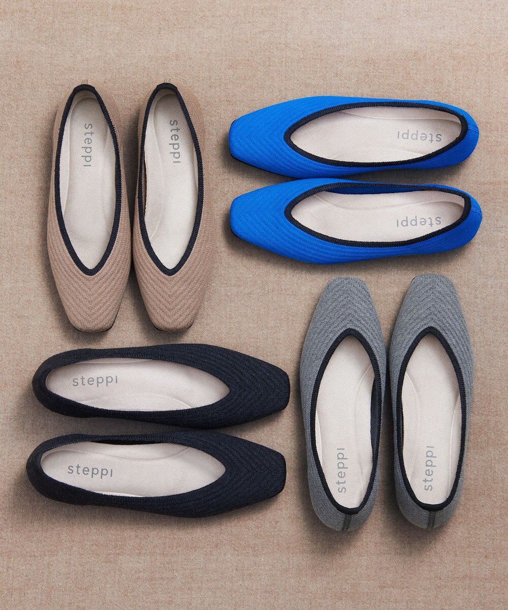 steppi ウール混 スクエア パンプス 