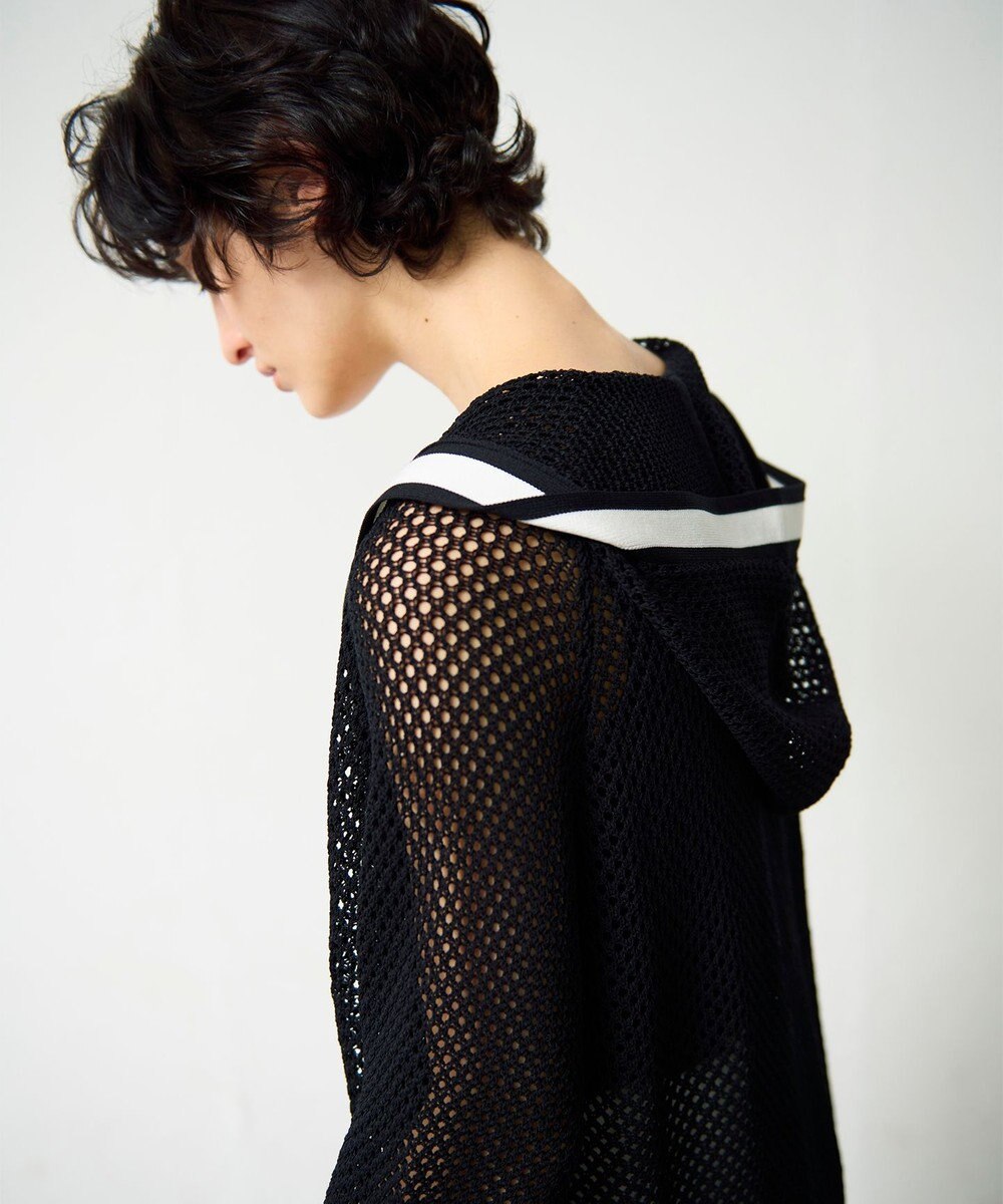 GRACE CONTINENTAL メッシュラインニットフーディ 