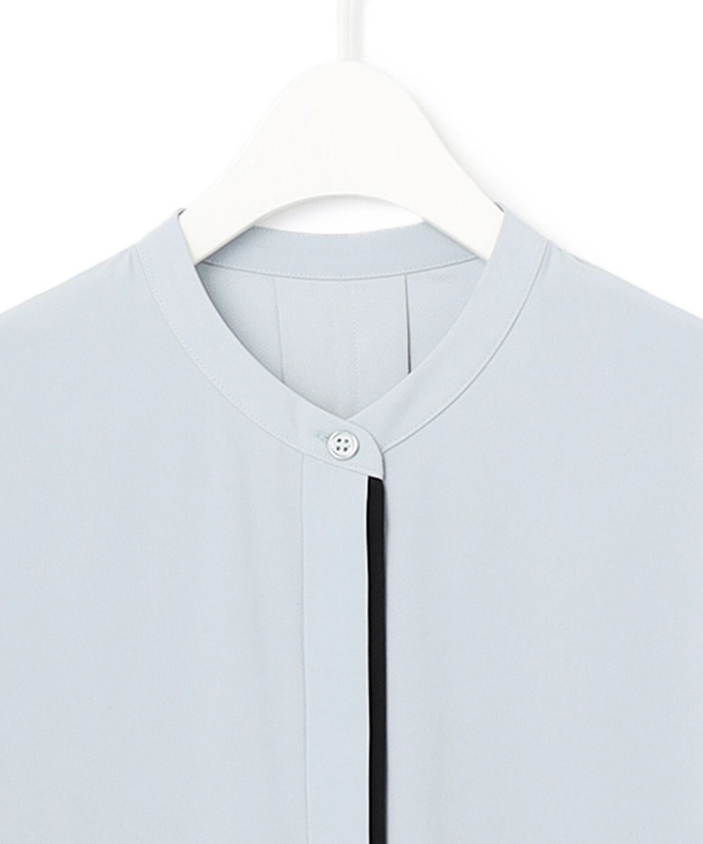 ICB L 【UVケア・速乾・洗える】BackSatinAmunzen バンドカラーブラウス 