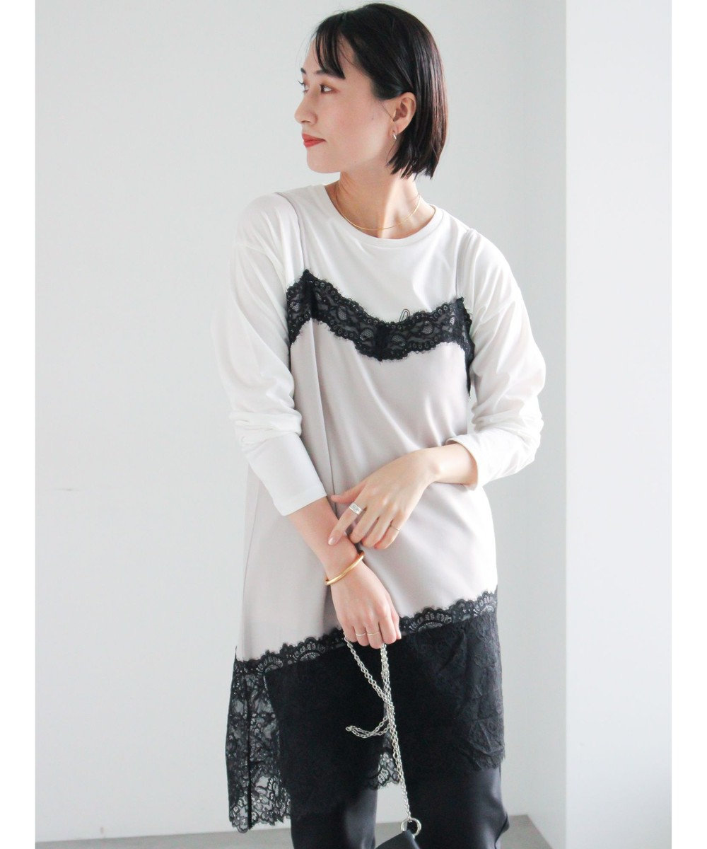 Te chichi イレギュラーヘムレイヤードレースキャミ 